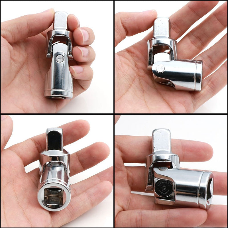  [AUSTRALIA] - Universal Joint Set, Joint Adapter Ratchet Socket, Universal Sleeve Manual Tool Designed for All The Hexagonal Side Handle, 1/4-Inch, 3/8-Inch, 1/2-Inch Drive Set, 3-Piece, Chrome Vanadium Steel