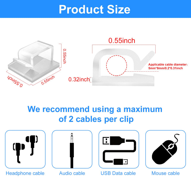  [AUSTRALIA] - 80pcs Self Adhesive Cable Clips, Wire Clips with Strong Tapes, Wire Management Cord Organizer Sticky Cable Holder Wall Clip for TV PC Laptop Ethernet Cable Desktop Home Office Car (Clear) 80pcs Clear Small Wire Clips
