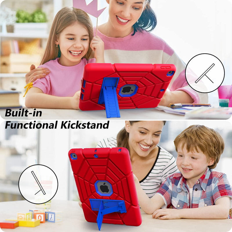  [AUSTRALIA] - Grifobes Kids Case for iPad 9th Generation Case, iPad 8th/7th Generation Case for Kids 2021/2020/2019,Heavy Duty Shockproof Rugged Case High Impact Protective Cover for iPad 9 8 7 Gen 10.2 inch RED+BLUE