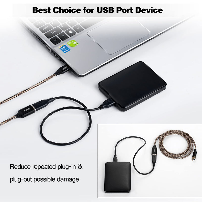  [AUSTRALIA] - USB Extension, Canjoy 3 Pack 6.6ft USB 3.0 Extension Cable Braided USB Extender Cord A Male to A Female Fast Data Transfer Compatible Oculus VR,PS4,Xbox,Mouse,Keyboard,Printer,Scanner-Red Gold Blue