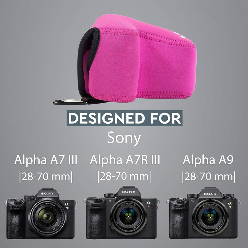  [AUSTRALIA] - MegaGear Ultra Light Neoprene Camera Case Compatible with Sony Alpha A7 III, A7R III, A9 (28-70mm) Hot Pink