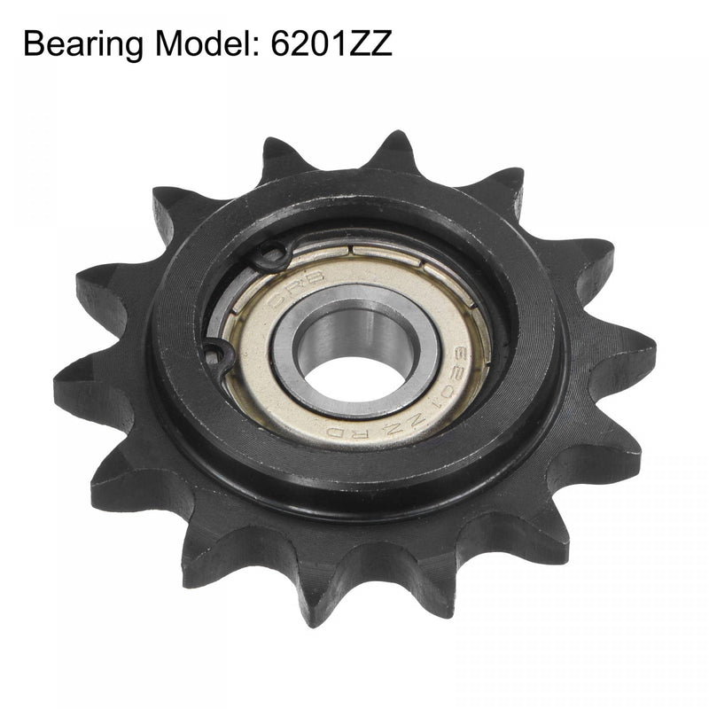  [AUSTRALIA] - uxcell #40 Chain Idler Sprocket, 12mm Bore 1/2" Pitch 14 Tooth Tensioner, Black Oxide Finished C45 Carbon Steel with Insert Single Bearing for ISO 08A Chains 63mm