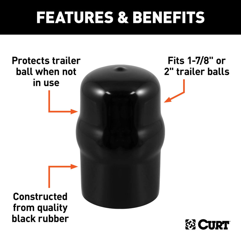  [AUSTRALIA] - CURT 21801 Trailer Ball Cover Rubber Hitch Ball Cover for 1-7/8-Inch or 2-Inch Diameter Trailer Ball