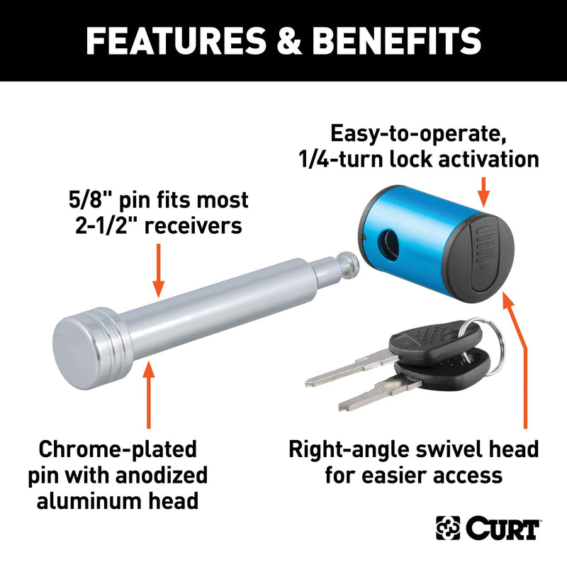  [AUSTRALIA] - CURT 23504 Right-Angle Trailer Hitch Lock, 5/8-Inch Pin Diameter, Fits 2-Inch or 2-1/2-Inch Receiver