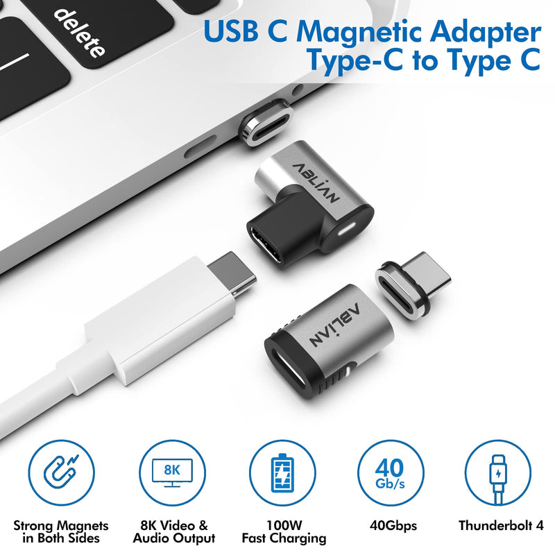  [AUSTRALIA] - USB C Magnetic Adapter,(2 Pack Straight & Right Angle) Support Thunderbolt 4,USB4.0, PD 100W Quick Charge,40Gb/s Data Transfer,8K Video Output Compatible with MacBook and More USB C Devices. USB adpater 0.25 m