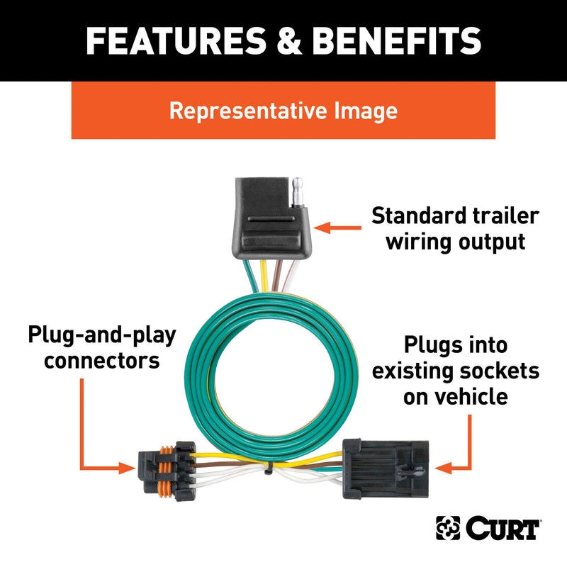  [AUSTRALIA] - CURT 55319 Vehicle-Side Custom 4-Pin Trailer Wiring Harness for Select Cadillac, Chevrolet, GMC SUVs