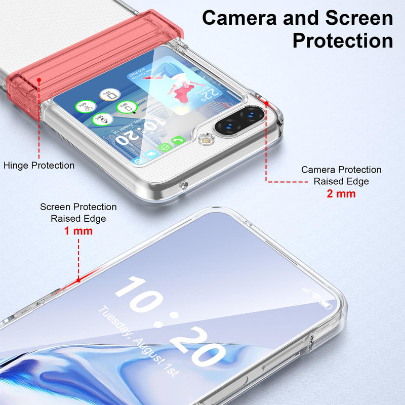  [AUSTRALIA] - WATACHE for Galaxy Z flip 5 Case with Hinge Protection, Z flip 5 Case Clear Slim Transparent Shockproof Hinge Hard Flip5 Phone Case Cover, Clear For Z flip 5