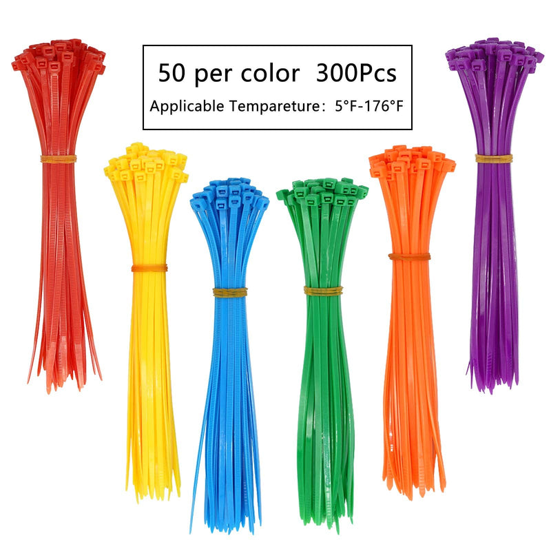  [AUSTRALIA] - 900pcs Standard Self-Locking Nylon Cable Zip Ties Assorted Sizes 4/6/8/10/12 Inch with cable mount