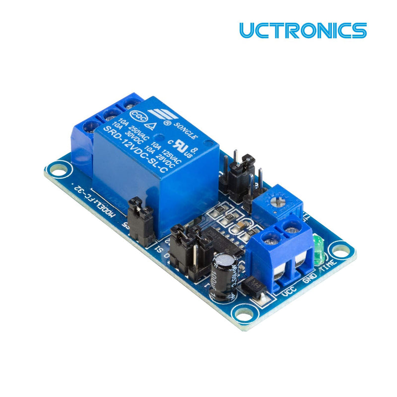  [AUSTRALIA] - UCTRONICS DC 12V Time Delay Relay Module with Plastic Enclosure, On Delay and Off Delay for Automobile, Raspberry Pi, Industrial Control, and Other Electronic Projects