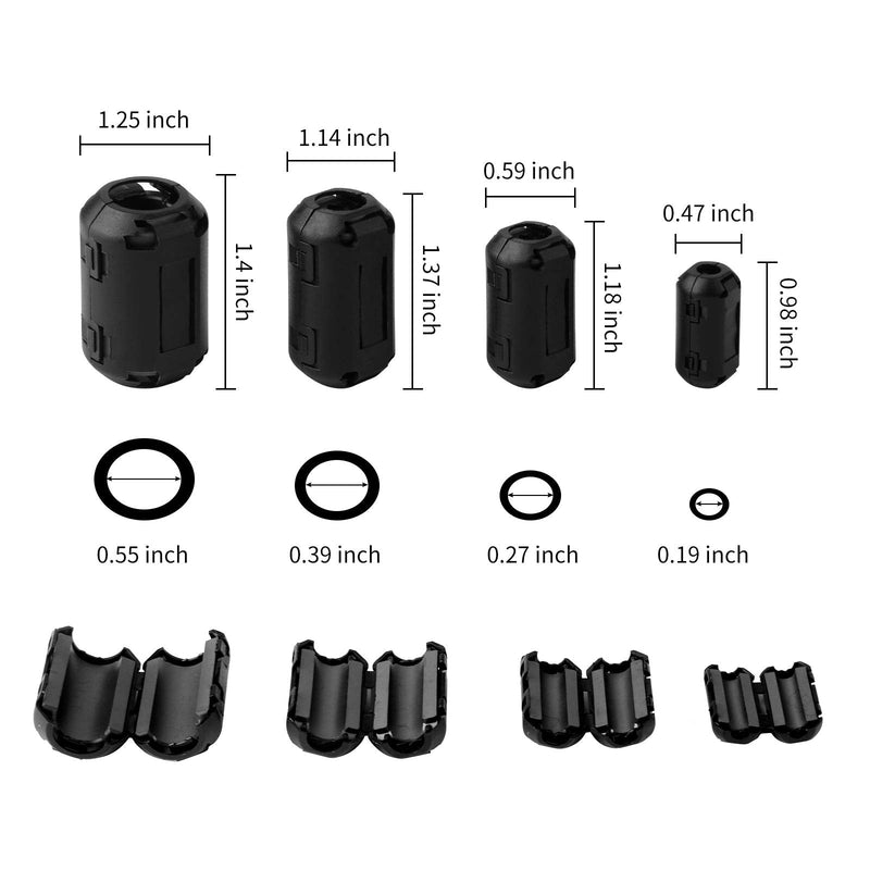  [AUSTRALIA] - Ferrite Toroidal Black RFI EMI Noise Reduction Cable Clip 20pcs