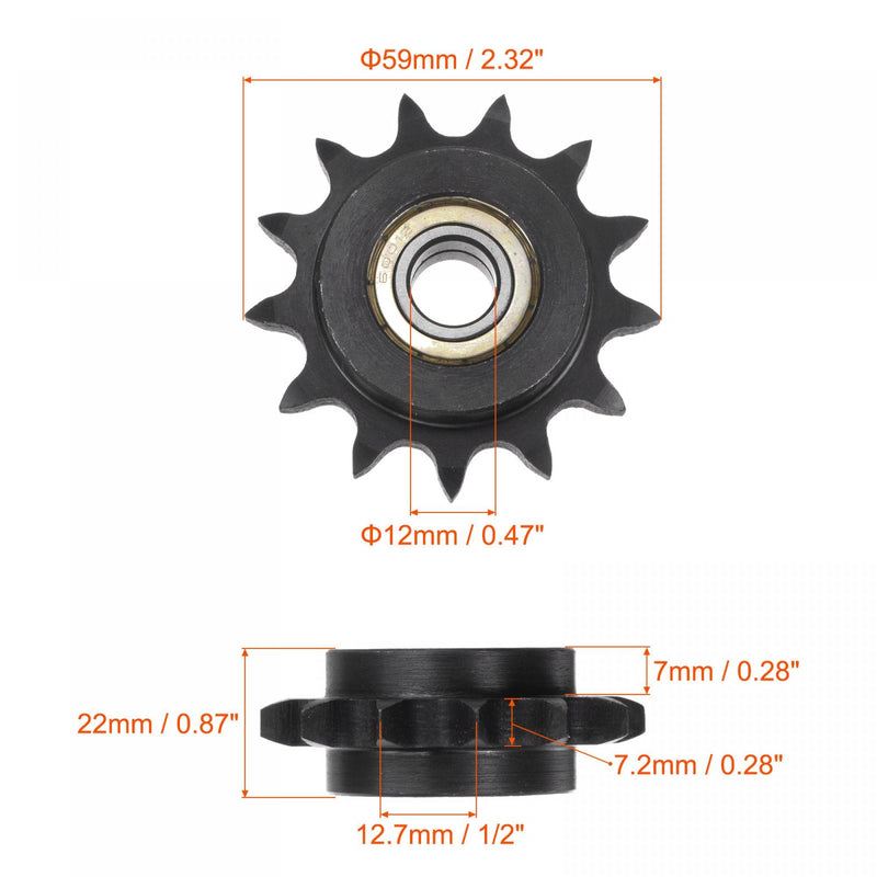  [AUSTRALIA] - uxcell #40 Chain Idler Sprocket, 12mm Bore 1/2" Pitch 13 Tooth Tensioner, Black Oxide Finished C45 Carbon Steel with Insert Double Bearing for ISO 08A Chains