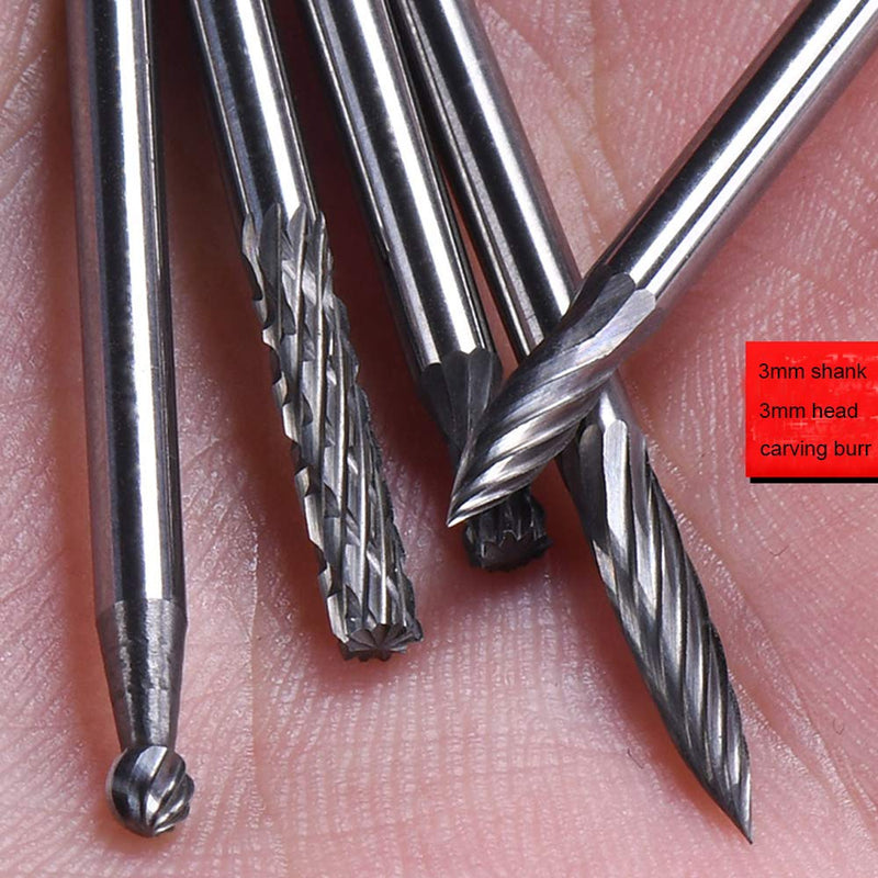 Woodworking Carbide Bits for Rotary Tool, 3 mm (1/8 Inch) Shank Tungsten Steel Solid Carbide Rotary Files Burrs Engraving Wood Burrs - LeoForward Australia