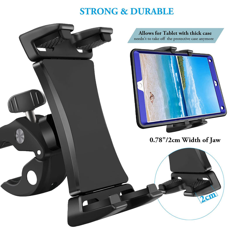  [AUSTRALIA] - Atoptek Ipad Mount Tablet Holder Stand Clamp for Exercise Bicycle Stationary Bike Treadmill Peloton Elliptical for iPad Pro 12.9 11 10.5 Air Mini Galaxy Tab, 3.5 to 13.5in Phone Tablets