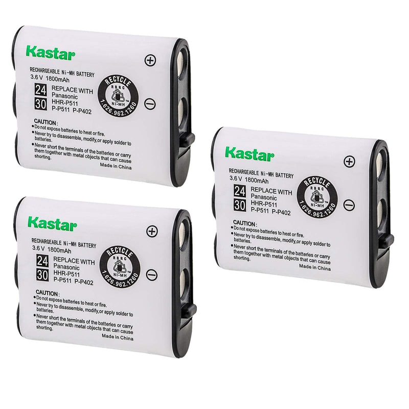  [AUSTRALIA] - Kastar HHR-P511 / HHR-P402 Battery (3-Pack), Type 24/30 NI-MH Rechargeable Cordless Telephone Battery 3.6V 1800mAh, Replacement for Panasonic HHR-P511, HHR-P402, P-P511, P-P511A, HHR-P402A