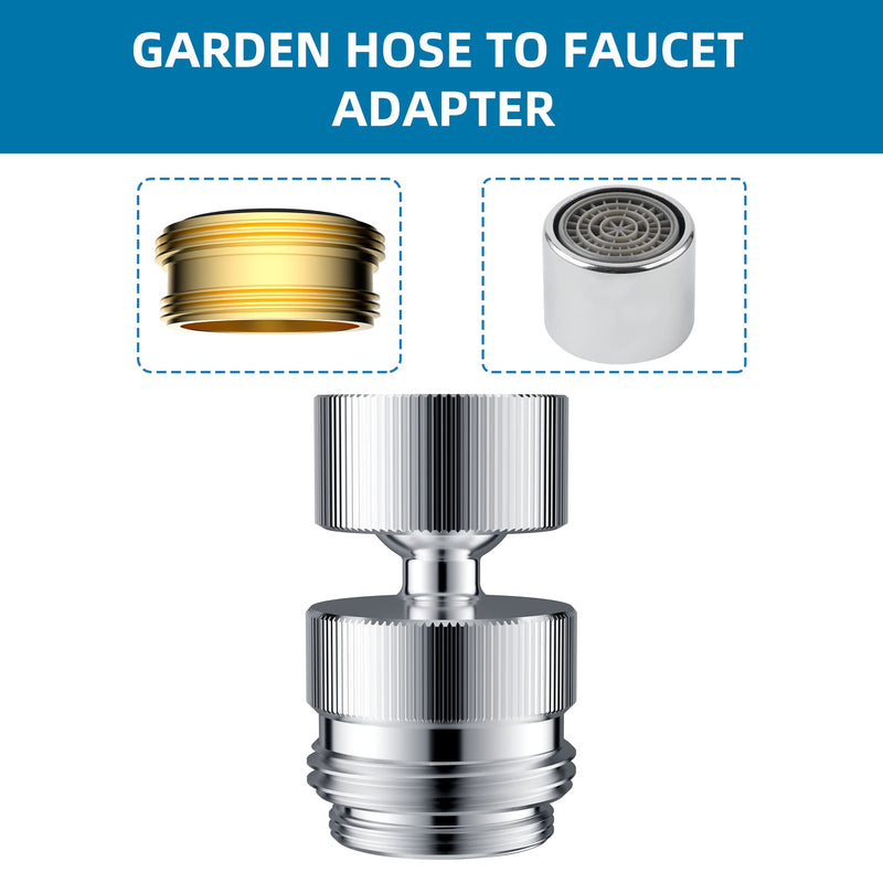  [AUSTRALIA] - Garden Hose to Faucet Adapter, Sink Garden Hose Attachment Connection for Sink kitchen Sink Garden Hose Adapter Connector 360-degree Swivel 55/64 inch Female Thread- Chrome Finished Garden Hose Adapter-Female Thread