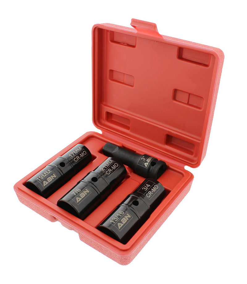  [AUSTRALIA] - ABN Double Side Socket 4-Piece Impact Lug Nut Socket Set - 1/2 inch Drive Flip Sockets Thin Wall Tire Sockets