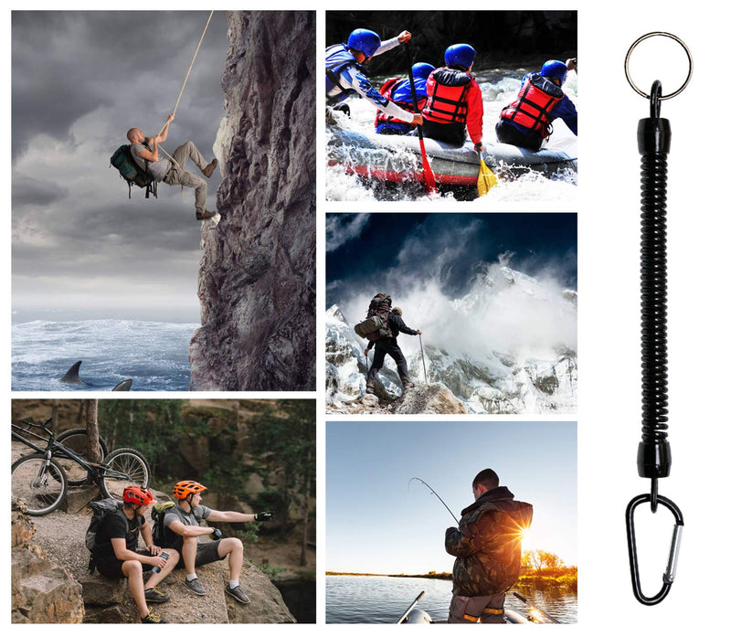  [AUSTRALIA] - Mini Skater 6.89 inch Black Fishing Lanyards Retractable Spiral Spring Lanyard Boating Rope Safety Wire Coiled Tether with Buckle for Pliers Grippers Fish Tackle Tools (20) 20