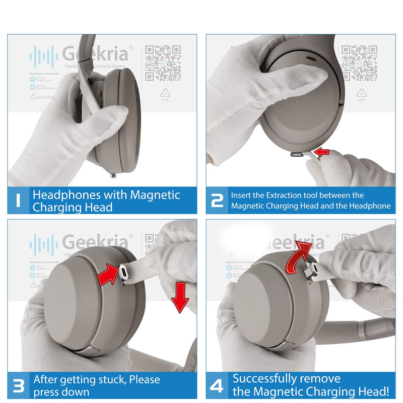  [AUSTRALIA] - GEEKRIA Snap Quick Connect Charger Cable Compatible with Sony WH-1000XM4 XB910N XB900N CH710N Charger, Replacement Magnetic Headphones Power Charging Cord with Plug Extraction Tool (3 ft)