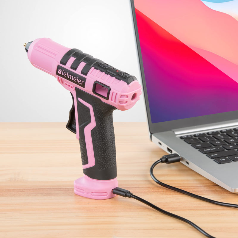  [AUSTRALIA] - Bielmeier Cordless Glue Gun 4V Hot Glue Gun Rechargeable, Pink Hot Glue Gun Kit with 28pcs Glue Sticks Automatic-Power-Off Mini Glue Gun for DIY, Art, Crafts, Decorations, Fast Repairs