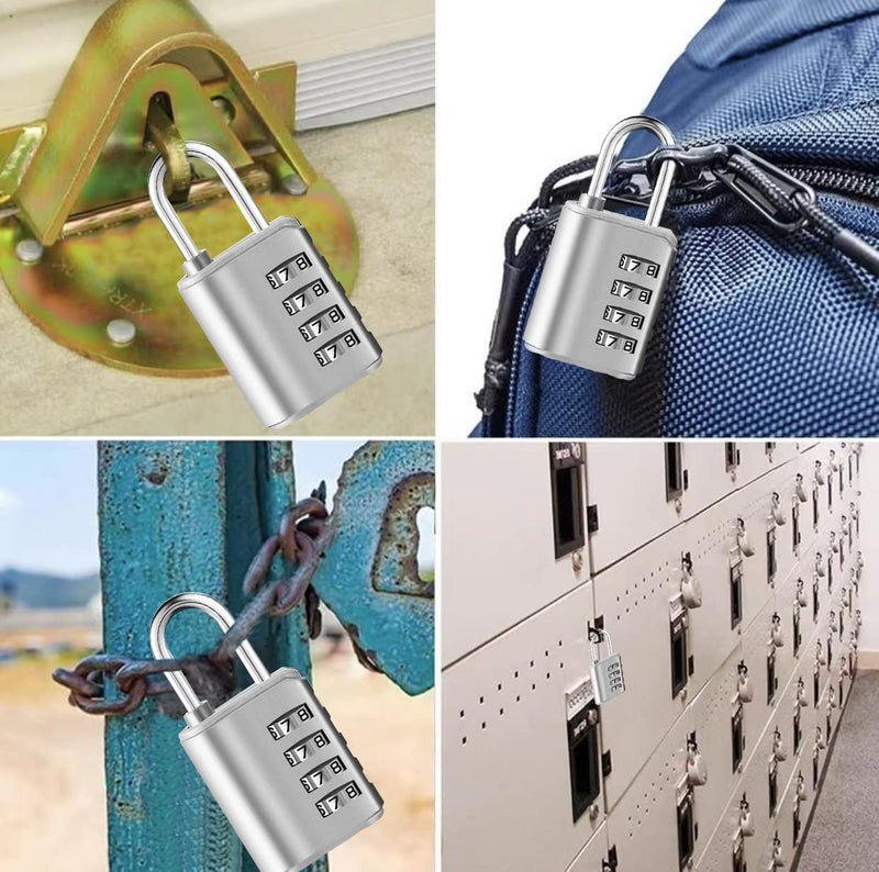  [AUSTRALIA] - 2 Pack Combination Padlock, 4 Digit Resettable Outdoor Waterproof Padlock with Keys, Combo Lock for School, Sports or Gym Locker, Employee Locker, Fence, Gate, Case, Toolbox, Hasp Storage Black/Silver