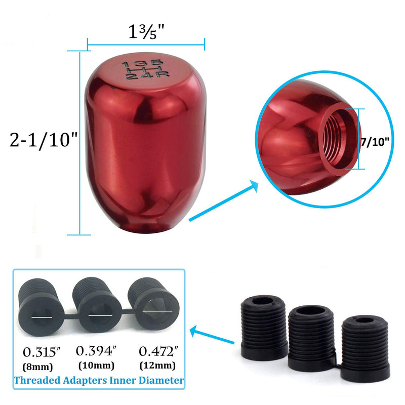  [AUSTRALIA] - Thruifo 5 Speed Gear Stick Shifting Knob, Aluminum Alloy MT Car Shifter Handle Fit Most Automatic Manual Vehicles, Red