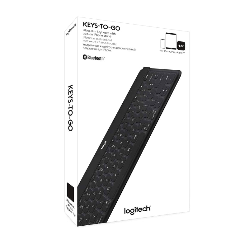  [AUSTRALIA] - Logitech Keys-to-Go Ultra-Portable, Stand-Alone Keyboard COMPATIBLE DEVICES all iOS devices including iPad, iPhone and Apple TV 920-006701 Black