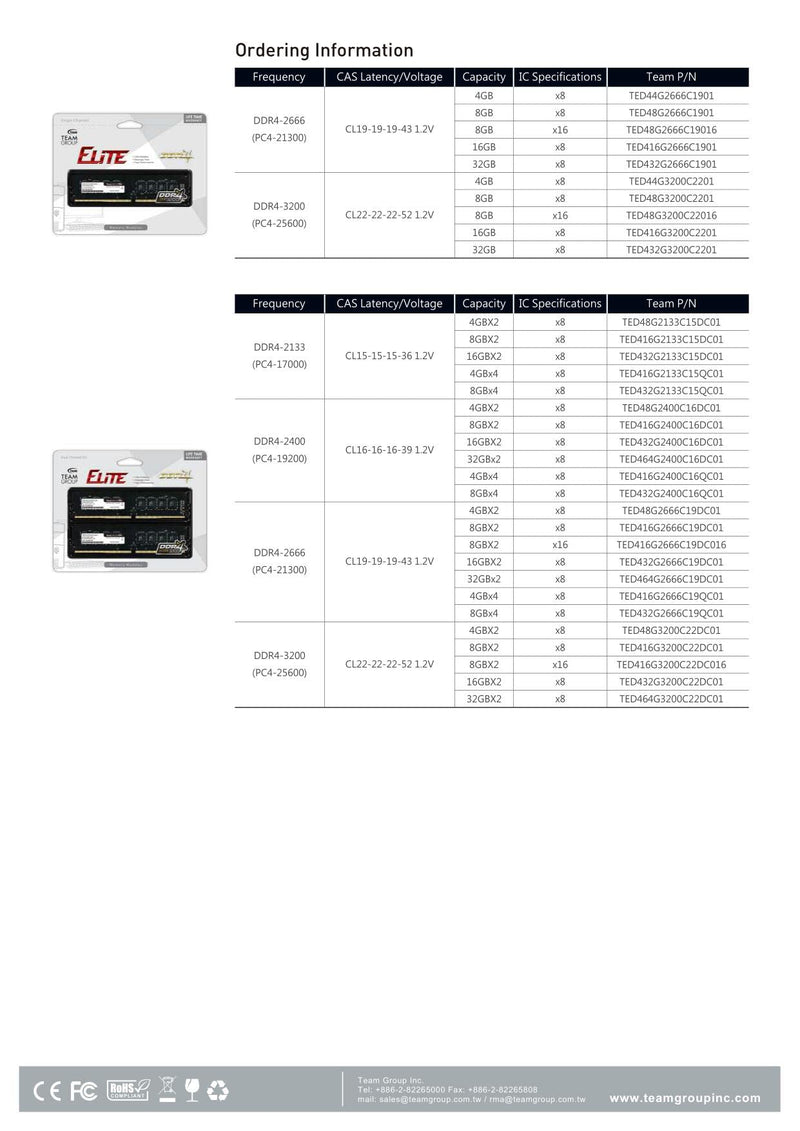  [AUSTRALIA] - TEAMGROUP Elite DDR4 8GB Single 2400MHz PC4-19200 CL16 Unbuffered Non-ECC 1.2V 1Rx8 UDIMM 288 Pin PC Computer Desktop Memory Module Ram Upgrade- TED48G2400C1601 2400MHz- 8GB