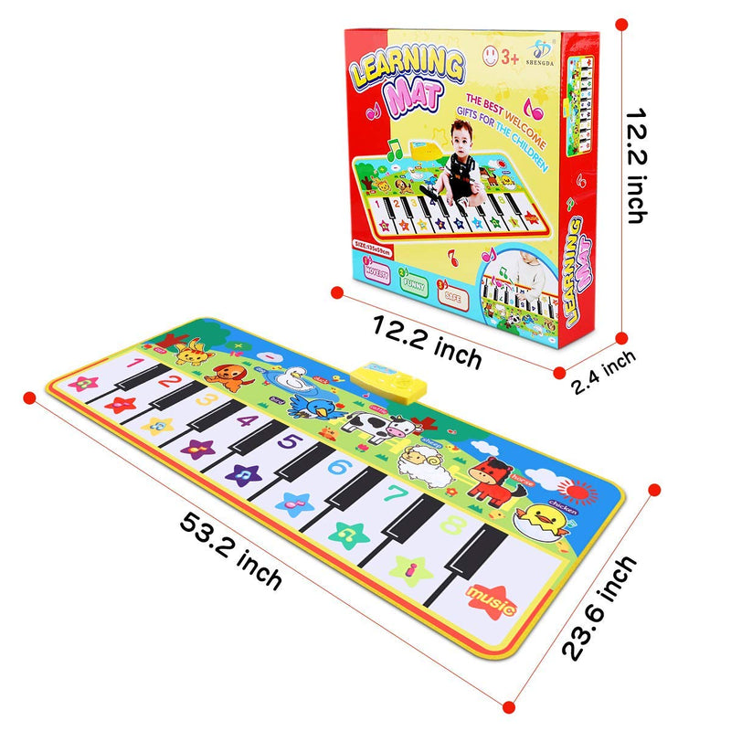 RenFox Musical Mats Keyboard Piano Play Mat Dance Floor Music Mat Animal Blanket Carpet Playmat Early Educational Toys for Kids Baby Toddlers Boy Girl(53.2x23.6 in) - LeoForward Australia