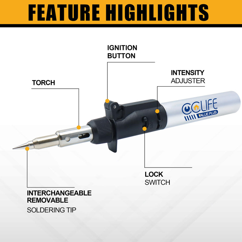  [AUSTRALIA] - CCLIFE soldering iron set gas soldering iron 13 butane soldering iron with flux soldering wire soldering set for soldering, hot cutting, welding, pyrography, wood engraving, jewelry making (upgrade) upgrade