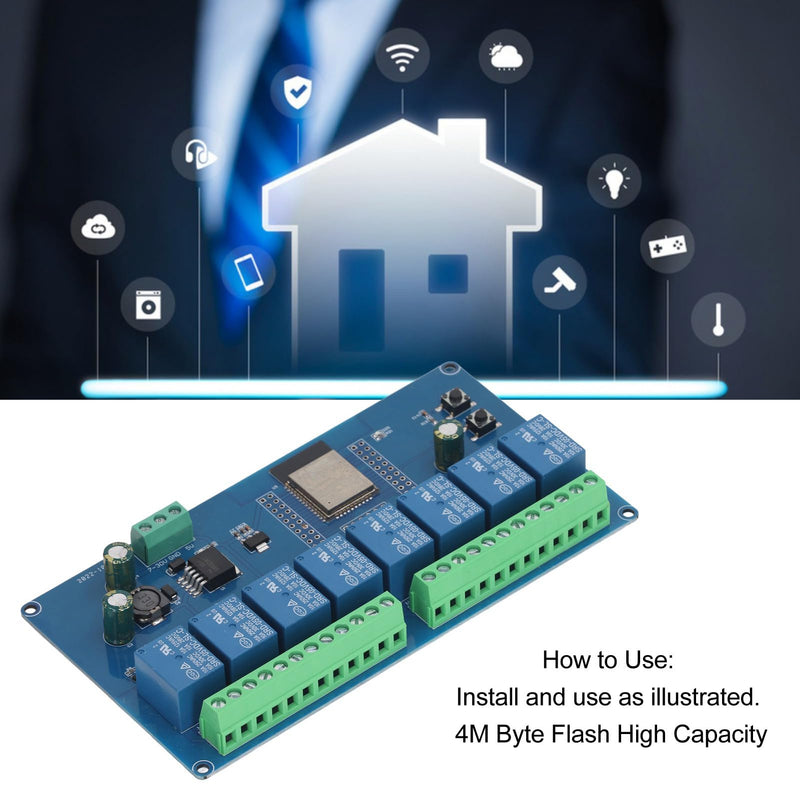  [AUSTRALIA] - Fafeicy 8 Channel Relay Module, 8 Channel Relay Module, ESP32 WiFi Wireless Control BLE Development Board, ESP32-WROOM-32E DC, Surfboard Prototyping Boards