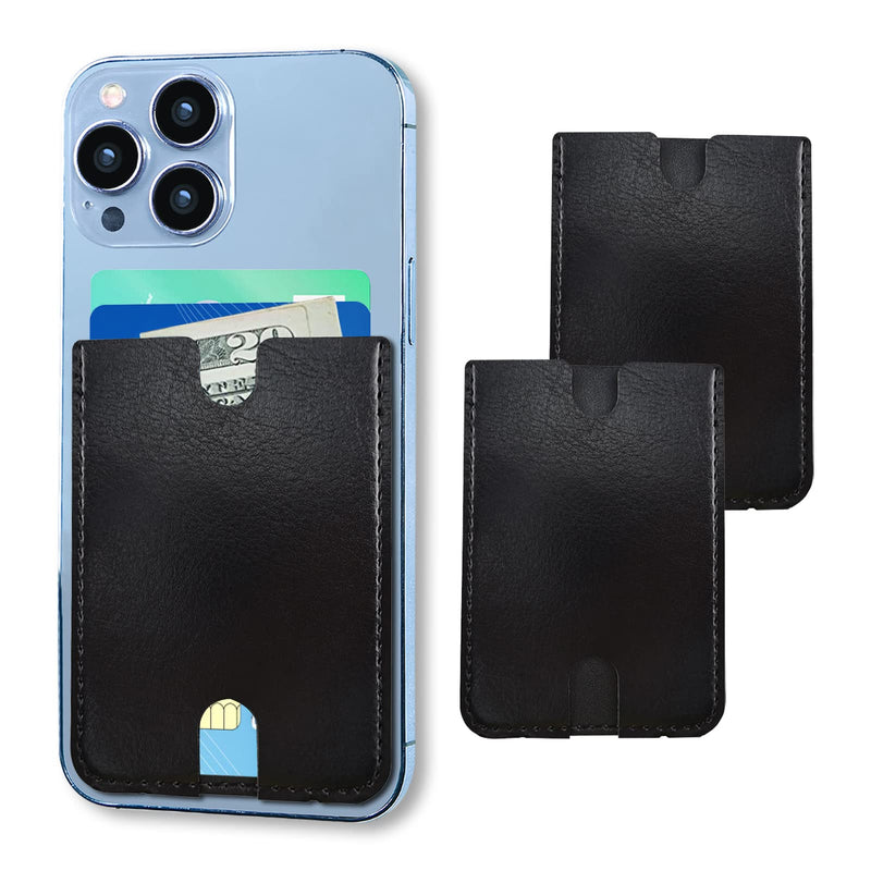  [AUSTRALIA] - 3 Pack Phone Card Holder for Back of Phone, Leather Phone Wallet Stick On, Credit Card Holder for Phone Case Compatible with iPhone, Samsung, Android and All Cell Phone (Black)