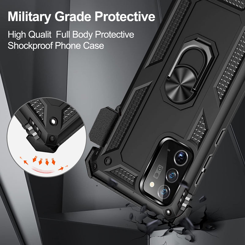  [AUSTRALIA] - for Samsung Galaxy Note 20 Ultra Case with Belt Clip Holster Ring Holder, Military Grade Protection Cover[Fit for Magnetic Car Mount] Shockproof Anti Scratch Case for Galaxy Note 20 Ultra (Black) Black