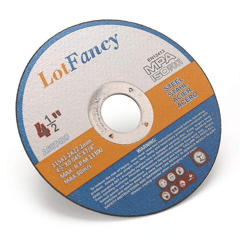  [AUSTRALIA] - LotFancy 4-1/2 Cut Off Wheels for Metal, 10PCS Angle Grinder Cutting Wheels, Metal and Stainless Steel Cutting Discs, 7/8" Arbor 4.5 in