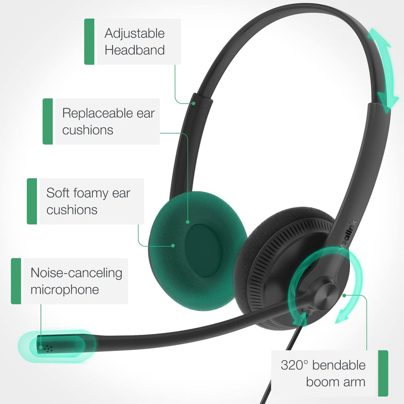  [AUSTRALIA] - Yealink Headset with Microphone USB Headset Computer Headset PC Laptop Headset Teams Certified UH36 UH34 Wired Noise Cancelling with Mic Stereo (for Microsoft Optimized, Dual-LITE-USB A) for Microsoft Optimized