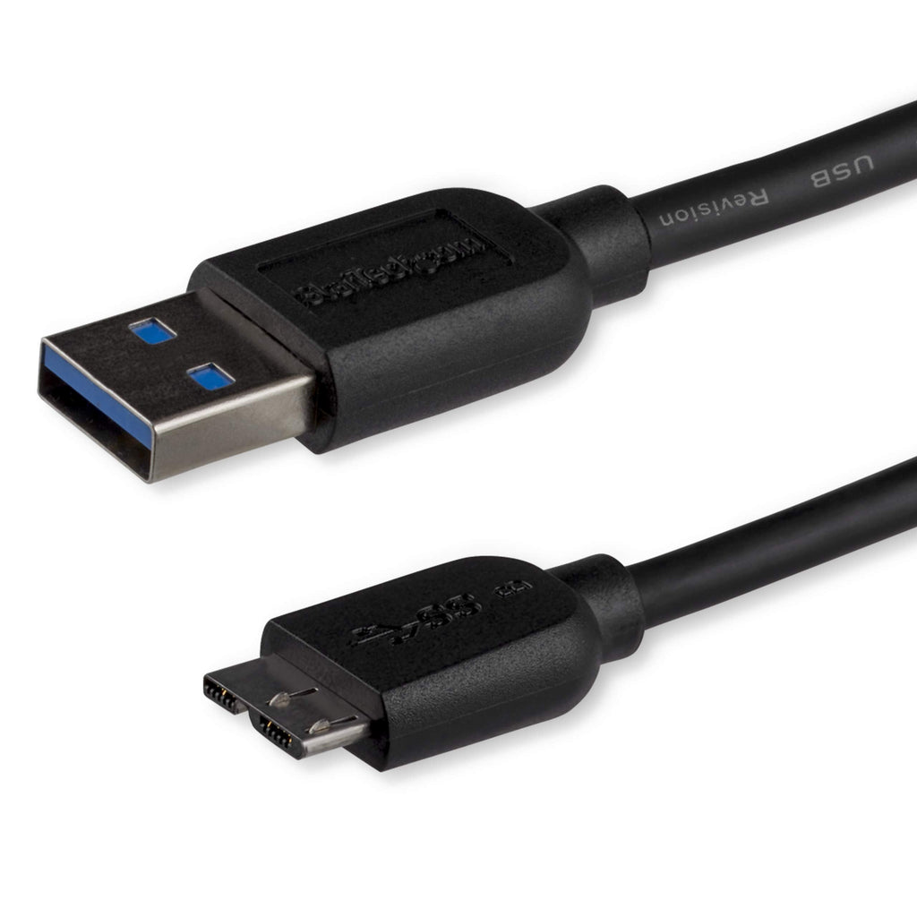  [AUSTRALIA] - StarTech.com 3m 10ft Slim USB 3.0 A to Micro B Cable M/M - Mobile Charge Sync USB 3.0 Micro B Cable for Smartphones and Tablets (USB3AUB3MS) Right Angled Connector