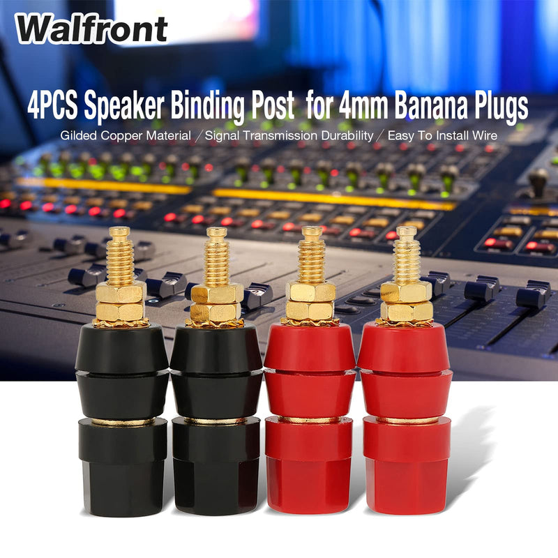  [AUSTRALIA] - 4 Pcs Banana Socket Test Probe Audio Speaker Terminal Binding Post Banana Plug Jack Socket Adapter Connector 4mm Panel Mount Banana Socket Black and Red