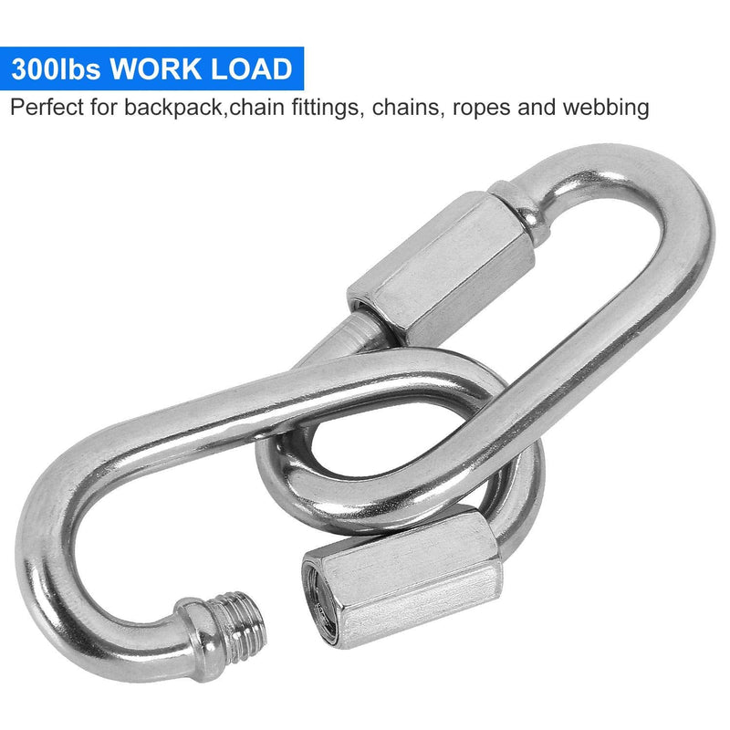  [AUSTRALIA] - 20Pack Quick Link 3/16”, Stainless Steel Chain Link, 330lbs Load Oval Locking Carabiner Keychain Connector, Small Threaded Quick Chain Clip for Pet, Backpacks, Key Ring, Dog Leash, Water Bottles