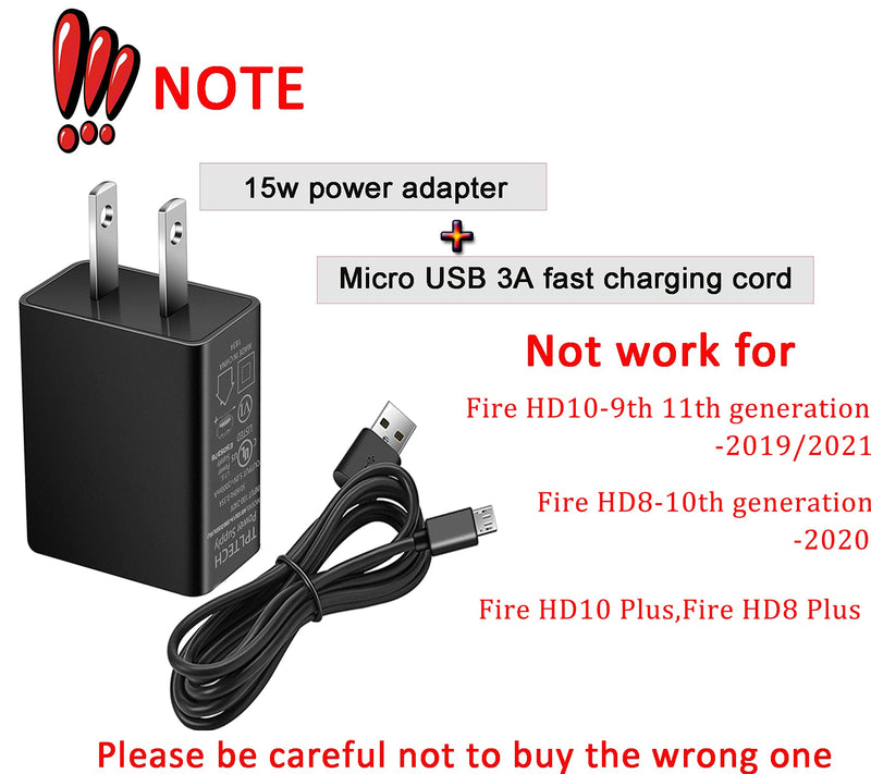  [AUSTRALIA] - Kindle Fire 15W Fast Charger,10Ft Extra Long Micro USB Cord Replacement for Fire HD 7 8 10(1st-8th Generation 2010-2018) Kindle Fire HD HDX 7''8.9''9.7'' Kindle E-Reader Oasis Paperwhite 10FT