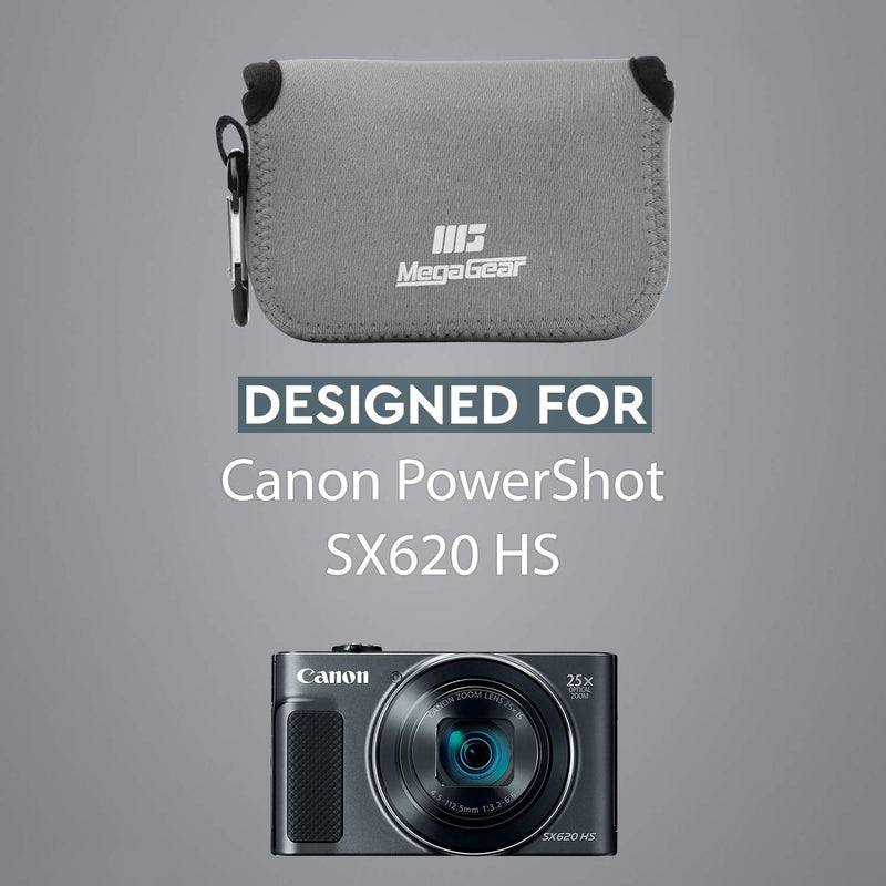  [AUSTRALIA] - Megagear Canon PowerShot SX620 HS Ultra Light Neoprene Camera Case, with Carabiner - Gray - MG815