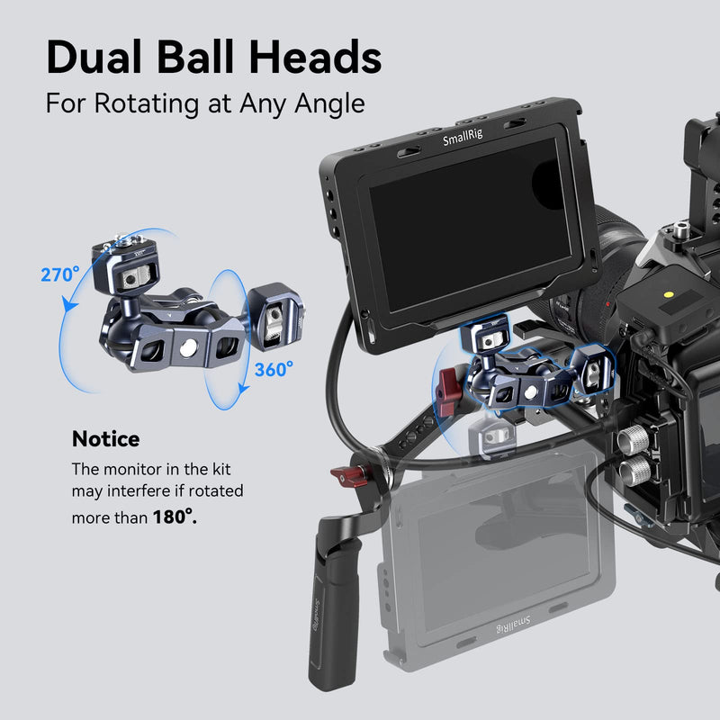  [AUSTRALIA] - SmallRig Articulating Magic Arm with 3/8"-16 Locating Screw for ARRI and 1/4"-20 Screw (with Retractable Pins), 360 Degree Rotation, Max Load of 12 Ib Magic Arm for Monitor, Camera, and Lights 3874