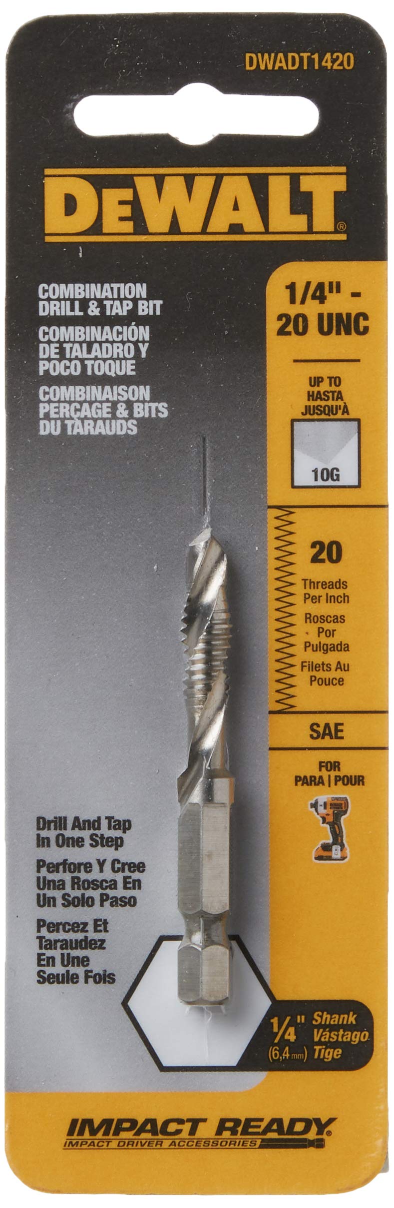  [AUSTRALIA] - DEWALT Drill Tap, UNC, 1/4-Inch (DWADT1420)