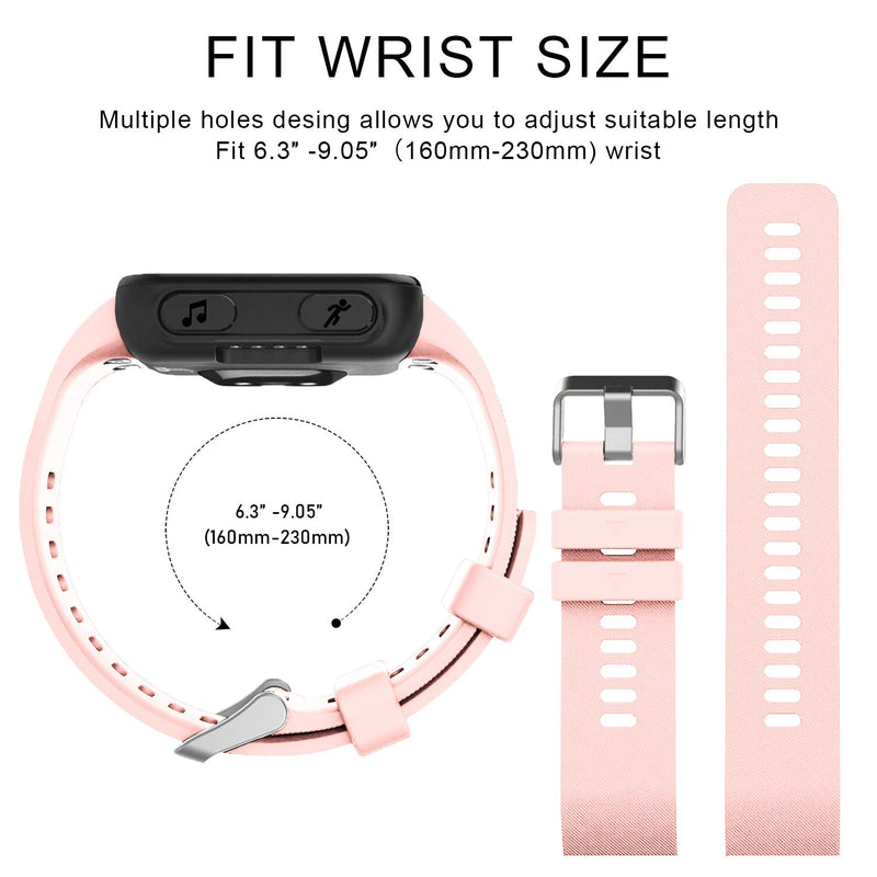 Veezoom Band Compatible with Garmin Forerunner 35, Soft Silicone Replacement Band Wristband for Forerunner 35 Smart Watch, Multi Colors with Silver or Black Metal Buckle Pink - LeoForward Australia