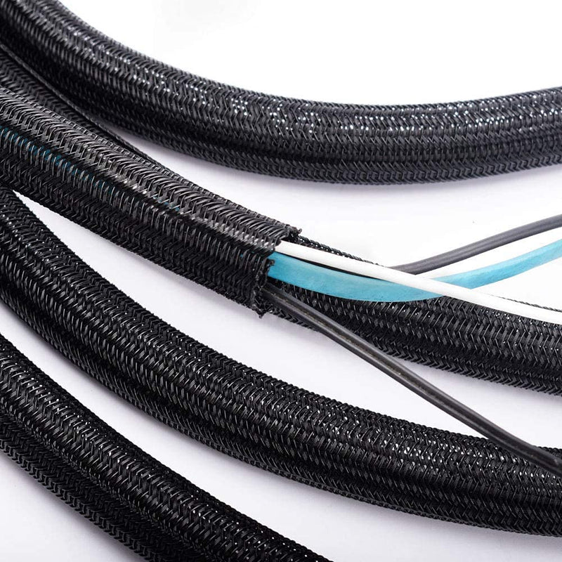  [AUSTRALIA] - ZhiYo Braided Cable Sleeve(20ft 1'') & Wire Loom Split Tubing(20ft 5/8”) Bundle