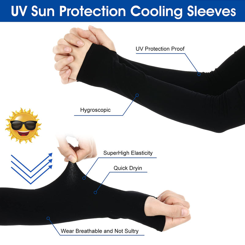  [AUSTRALIA] - 10/6Pairs Arm Sleeves for Men UV Protection Sleeves Compression Sleeves for Women 10 Pair Black Sleeve With Thumbhole