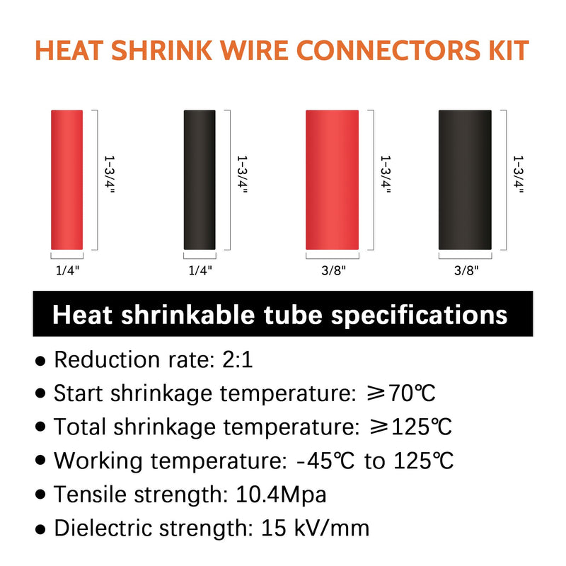  [AUSTRALIA] - 60 Pcs Copper Wire Lugs 12/10 8 6 4 2 AWG with Heat Shrink Set,140Pcs Heavy Duty Battery Cable Closed End Tubular Battery Terminal Connectors,140Pcs Heat Shrink Wire Connectors Kit (60 PCS) 60 PCS