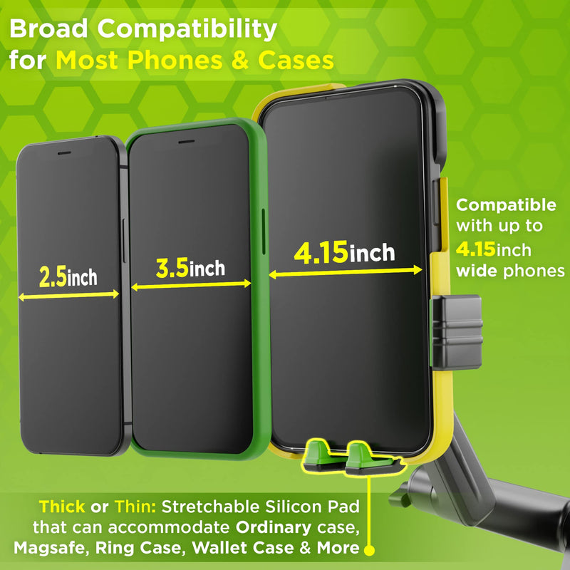  [AUSTRALIA] - Truckules Truck Phone Holder Mount Heavy Duty Cell Phone Holder for Truck Dashboard Windshield 16.9 inch Long Arm, Super Suction Cup & Stable, Compatible with iPhone & Samsung, Green, Semi Truck