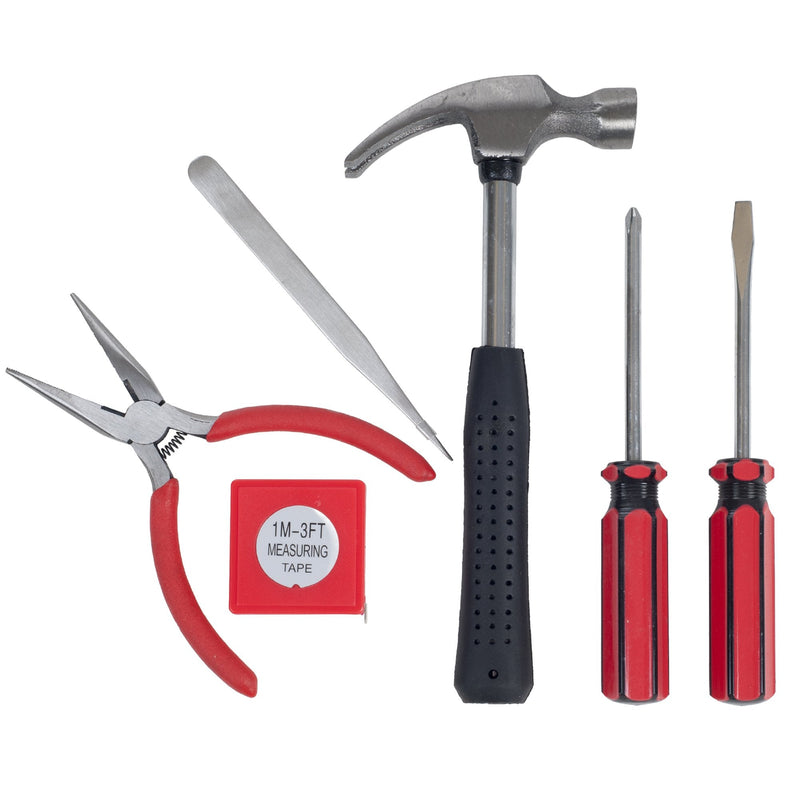  [AUSTRALIA] - Stalwart - 75-HT1007 Household Hand Tools, Tool Set - 6 Piece by , Set Includes – Hammer, Screwdriver Set, Pliers (Tool Kit for the Home, Office, or Car) Black Red