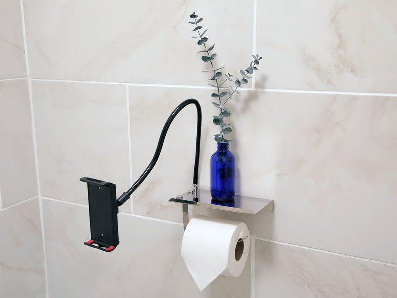ElbeeHome Cell Throne Toilet Paper Phone and Tablet Holder Mount Stainless Steel Flexible Arm - LeoForward Australia
