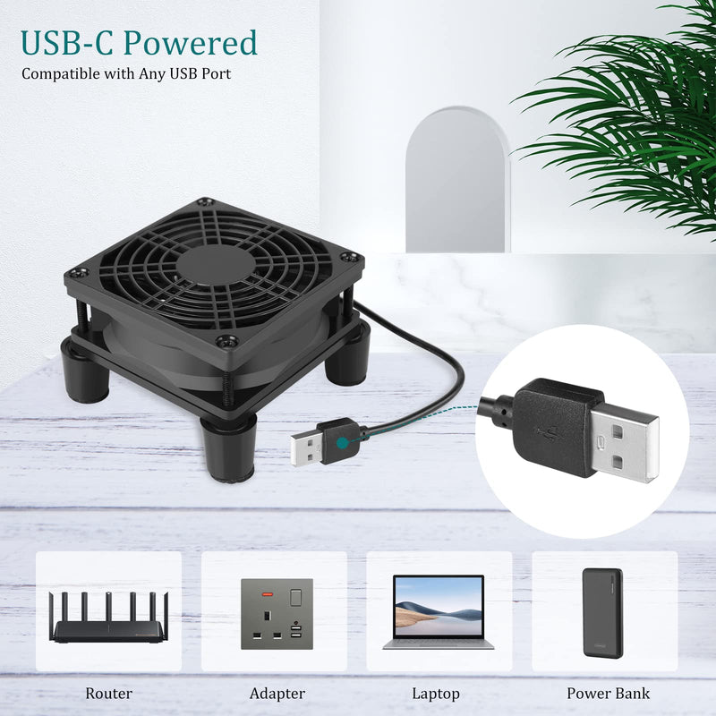  [AUSTRALIA] - Marame 80mm 5V USB Fan Cooling for Router TV Box  Modem X-Box Receiver Cabinet Stereo Amplifier T-Mobile 5G Home Internet WI-FI Gateway