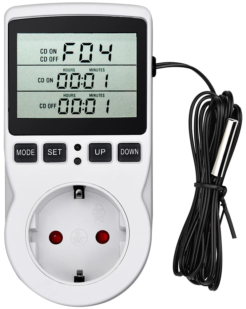  [AUSTRALIA] - Temperature controller 230 V digital thermostat socket plug thermostat with sensor timer, temperature socket heating cooling for greenhouse electric blanket water tank